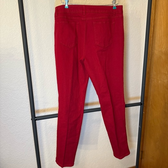 Dana Buchman Jeans Womens Size 12 Solid Red Pants Stretch Cotton Blend - Picture 6 of 8